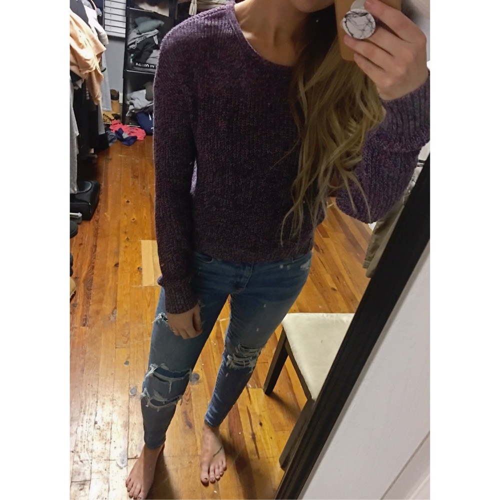 AEO Multicolor Cropped High-Low Sweater